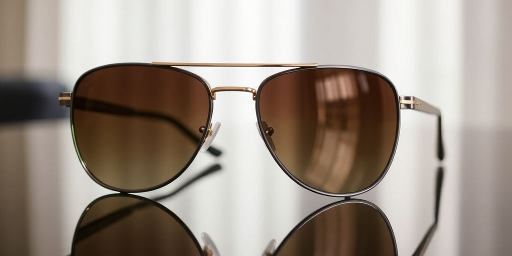 Where to buy authentic Tom Ford sunglasses online? Elegant Tom Ford sunglasses on a reflective surface.