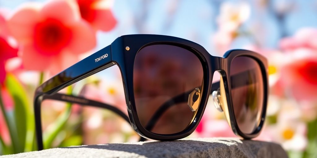 Discover the Best Tom Ford Sunglasses for Spring - Summer 2025 Tom Ford Vincent sunglasses on a spring background.