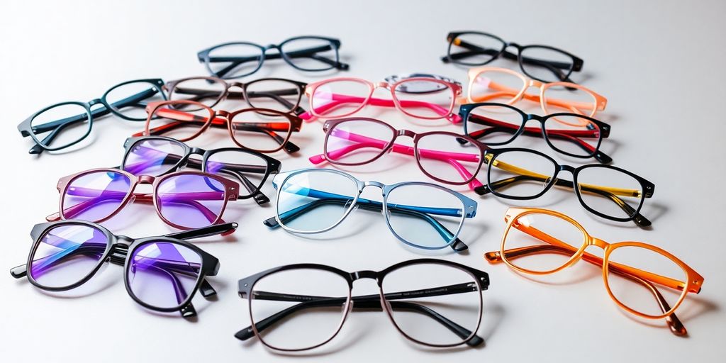Top Eyewear Trends 2025 A variety of colorful and stylish eyewear designs.