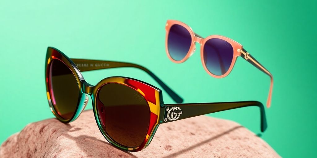 Latest Gucci sunglasses collection 2025 Gucci sunglasses in vibrant colors and stylish designs.