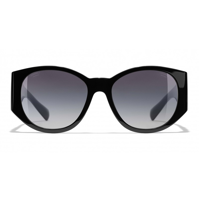 Oval Sunglasses Black & Beige Oval Sunglasses, CHANEL