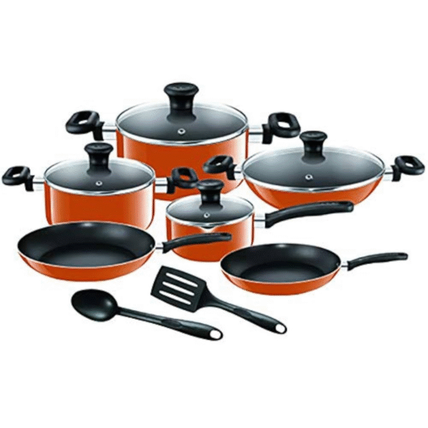 Tefal Prima Cooking Set Of 12 Pieces Orange/Black Aluminum