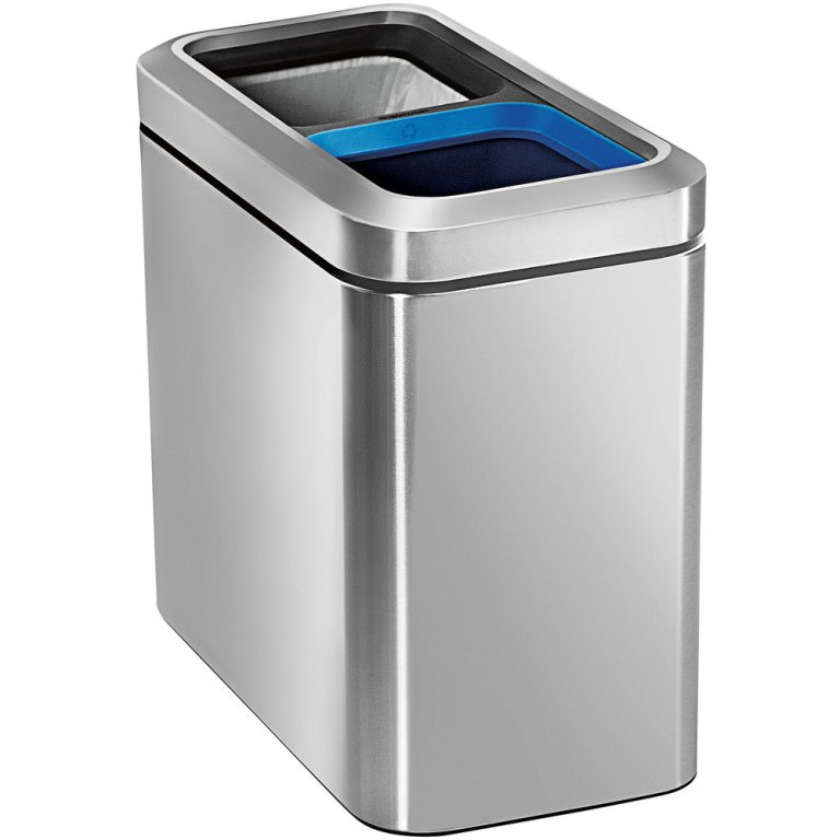 Mengotti Couture® Simplehuman Rectangular Slim Dual Compartment Open Top Wastebasket / Trash and Recycling Can 20 L Stainless Steel 1962280.jpg