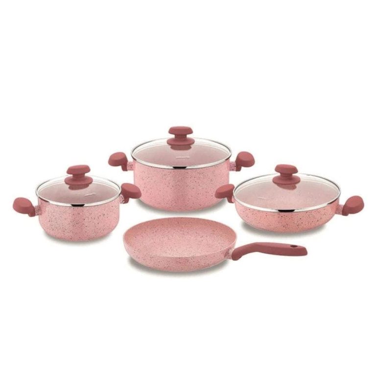 Mengotti Couture® Korkmaz Mia Granita Cookware Set, 7 Pcs, Pink