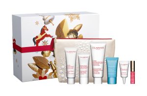 Clarins  Gift Set Weekend Essentials: Hand & Nail Treatment+ Beauty Flash Balm+ Body Lotion+ Hydra-Essentiel Cream+ Eye Contour Gel+ Lip Oil