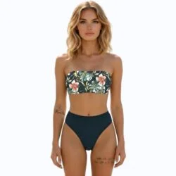 Floral Bikini CUT Two Piece Bikini Swimsuit Black