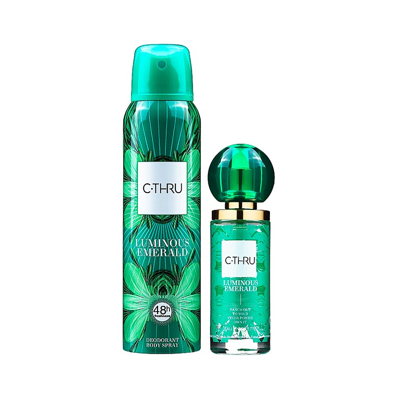 Mengotti Couture® C-Thru, Luminous Emerald Edt For Women 30 Ml + Deodorant Spray 150 Ml + Case, Gift Set C-Thru, Luminous Emerald