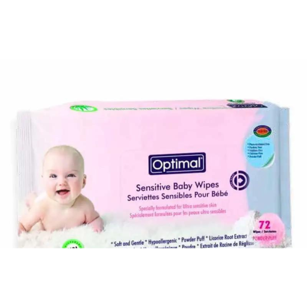 OPTIMAL SENSITIVE BABY WIPES 72PCS WITHOUT LID