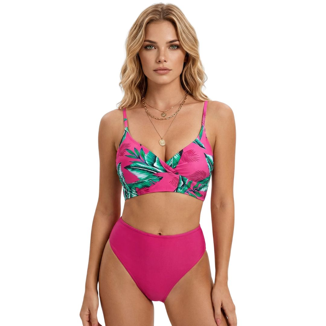 Flashy Floral Pink Two Piece Womens Swimsuit Flashy Floral Pink Two Piece Womens Swimsuit