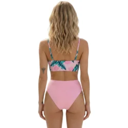 Floral Pink Two Piece Womens Swimsuit