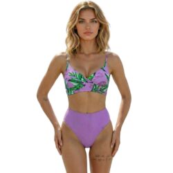 Mauve Floral Pink Two Piece Womens Swimsuit