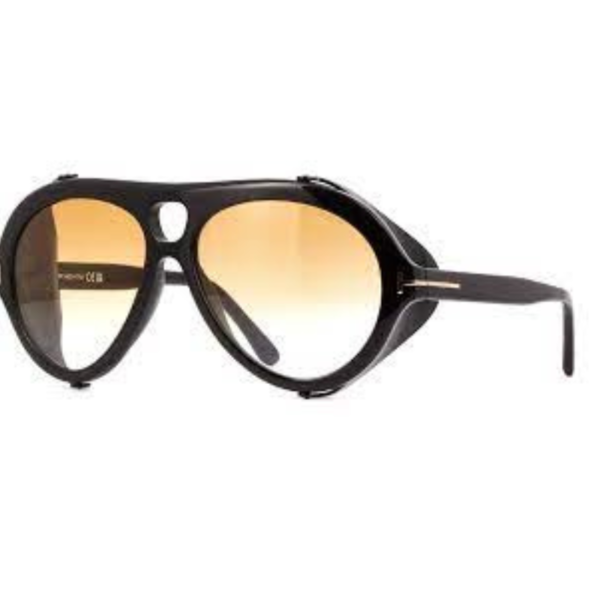 Mengotti Couture® Tom Ford Sunglasses Model Neughman TF-882 Color-01B Shiny Black-Amber