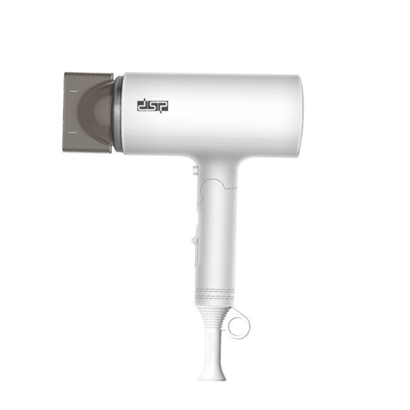 DSP PORTABLE ANION HAIR DRYER WATER ION HAIR CARE 1000W PROFESSIONAL QUICK DRY FOR HOME AND TRAVEL, WHITE
