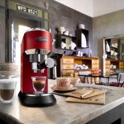 Delonghi Dedica Style Sleek Metal Pump Espresso Coffee Machines Red