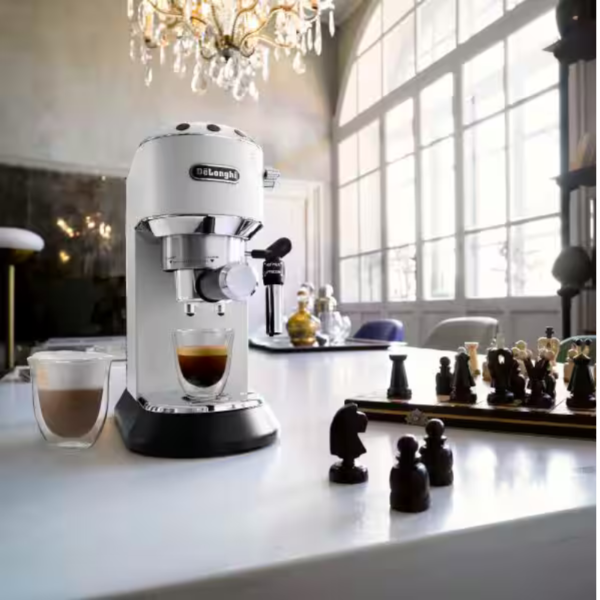 Delonghi Dedica Style Sleek Metal Pump Espresso Coffee Machines White