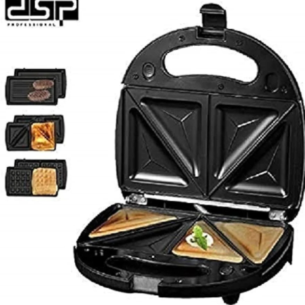 DSP kc1049 3 in 1 Sandwich Maker, 750 watt – BlackDSP kc1049 3 in 1 Sandwich Maker, 750 watt – Black