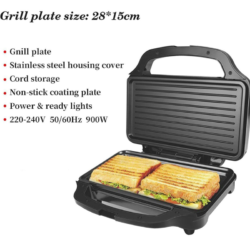 Sonifer Sf-6055 900W Sandwich Maker With Grill Plate Stainless Steel