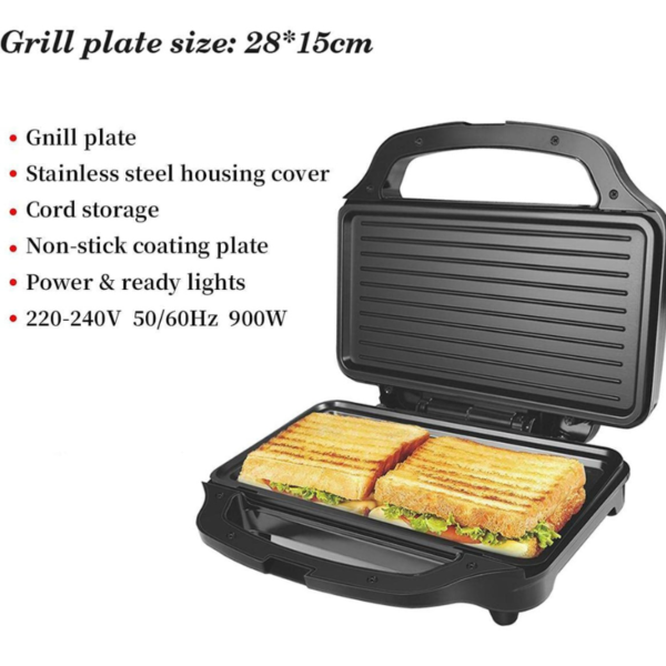 Sonifer Sf-6055 900W Sandwich Maker With Grill Plate Stainless Steel