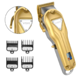 VGR Original V-134 Zero Adjustable LED Smart LCD Color Screen Professional Rechargeable Hair Trimmer Clippers, Gold, Silver