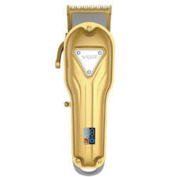 VGR Original V-134 Zero Adjustable LED Smart LCD Color Screen Professional Rechargeable Hair Trimmer Clippers, Gold, Silver