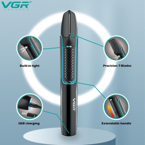 VGR V-602 Professional Body Hair Trimmer with Built-in Light & Extendable handle Fully Waterproof Trimmer