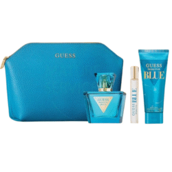 GUESS SEDUCTIVE BLUE FOR WOMEN POUCH COFFRET EDT 75ML + 15ML +BODY LOTION 100ML