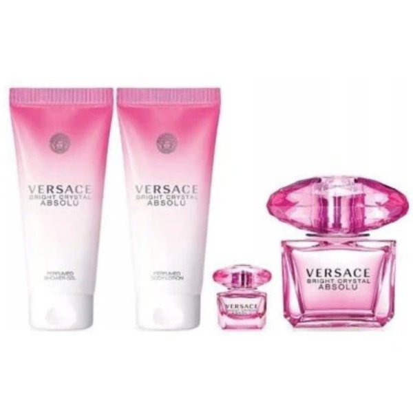 VERSACE BRIGHT CRYSTAL ABSOLU FOR WOMEN COFFRET EDP 90ML + 5ML + SHOWER GEL / BODY LOTION 100ML