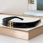 Balenciaga Country Club BB Black Headband in Acetate with Gold BB Hardware (2)