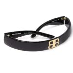 Balenciaga Country Club BB Black Headband in Acetate with Gold BB Hardware