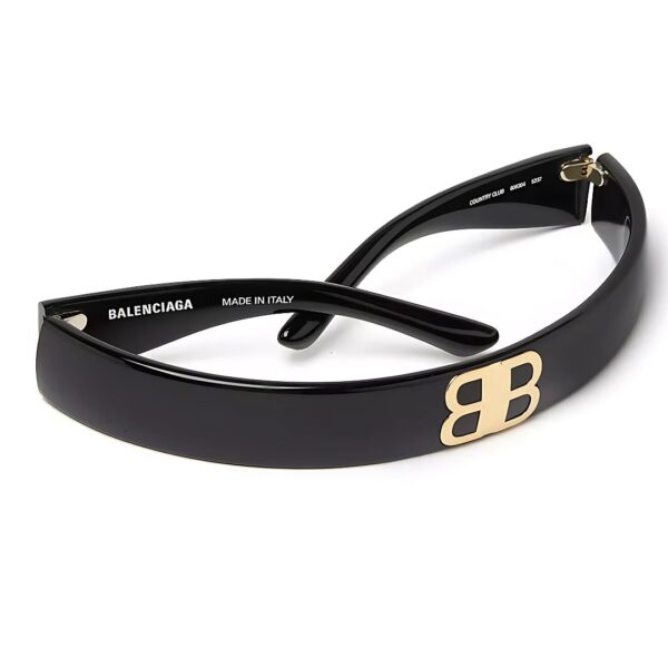 Balenciaga Country Club BB Black Headband in Acetate with Gold BB Hardware
