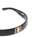 Balenciaga Country Club BB Black Headband in Acetate with Gold BB Hardware
