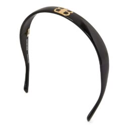 Balenciaga Country Club BB Black Headband in Acetate with Gold BB Hardware