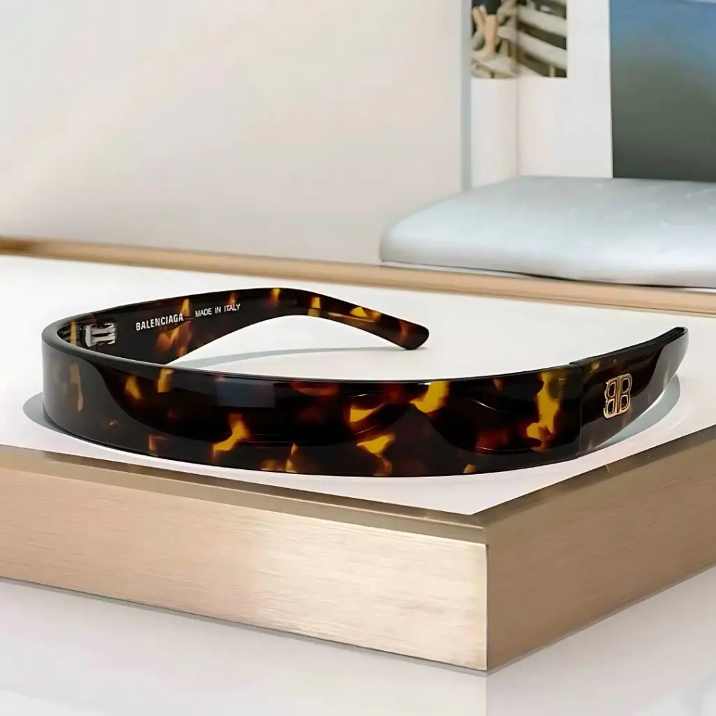 Balenciaga Country Club BB Tortoise Headband in Acetate with Gold