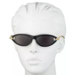 Bottega Veneta BV1390S 001 Solid Black Cat Eye Sunglasses