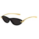 Bottega Veneta BV1390S 001 Solid Black Cat Eye Sunglasses