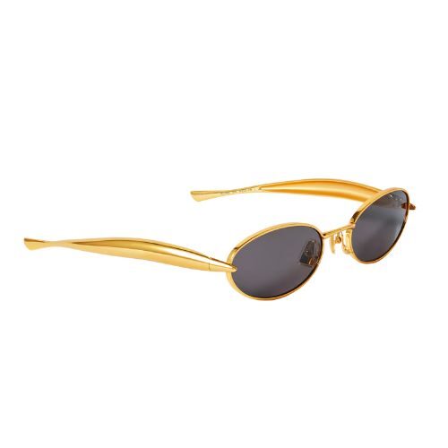 Bottega Veneta Sardine Oval Frame Sunglasses Gold Tone