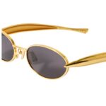 Bottega Veneta Sardine Oval Frame Sunglasses Gold Tone