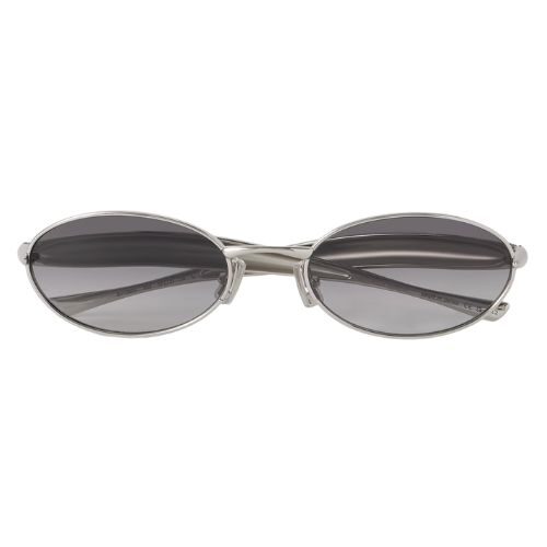 Bottega Veneta Sardine Oval Frame Sunglasses Silver Tone