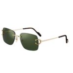 Cartier Signature C de Cartier Sunglasses Golden Metal & Green Lenses