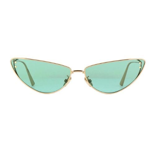 Miss Dior B1U Cat-Eye Sunglasses Shiny Gold Frame & Green Lenses