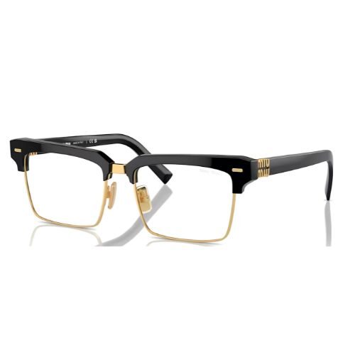 Miu Miu MU 10ZS Unisex Square Sunglasses Black Frame with Transparent Lenses (1)