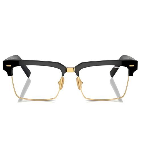 Miu Miu MU 10ZS Unisex Square Sunglasses Black Frame with Transparent Lenses