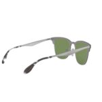 Ray-Ban Blaze Clubmaster RB3576N Polished Silver Frame with Dark Green Lens