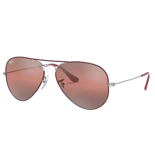 Ray-Ban RB3025 9155AI Aviator Sunglasses Matte BordeauxSilver Frame & Purple Gradient Lenses