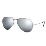 Ray-Ban RB3025 Aviator Sunglasses Matte Silver Frame & Dark Grey Mirror Lenses