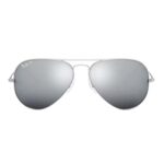 Ray-Ban RB3025 Aviator Sunglasses Matte Silver Frame & Dark Grey Mirror Lenses