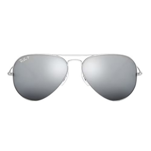 Ray-Ban RB3025 Aviator Sunglasses Matte Silver Frame & Dark Grey Mirror Lenses