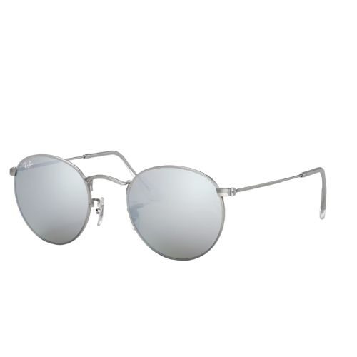 Ray-Ban RB3447 Round Sunglasses Silver Flash Mirror Lenses