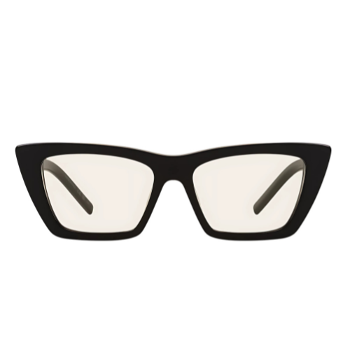 Saint Laurent SL 276 MICA 038 Optical Eyewear Shiny Black Cat Eye with Transparent Lenses