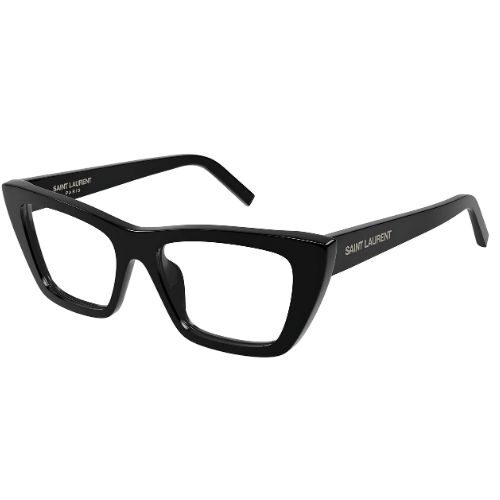 Saint Laurent SL 276 MICA 038 Optical Eyewear Shiny Black Cat Eye with Transparent Lenses